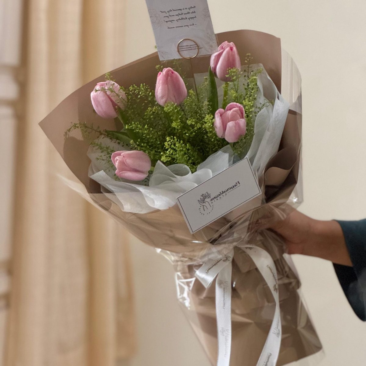 5 stems of tulip (with filler) view 2
