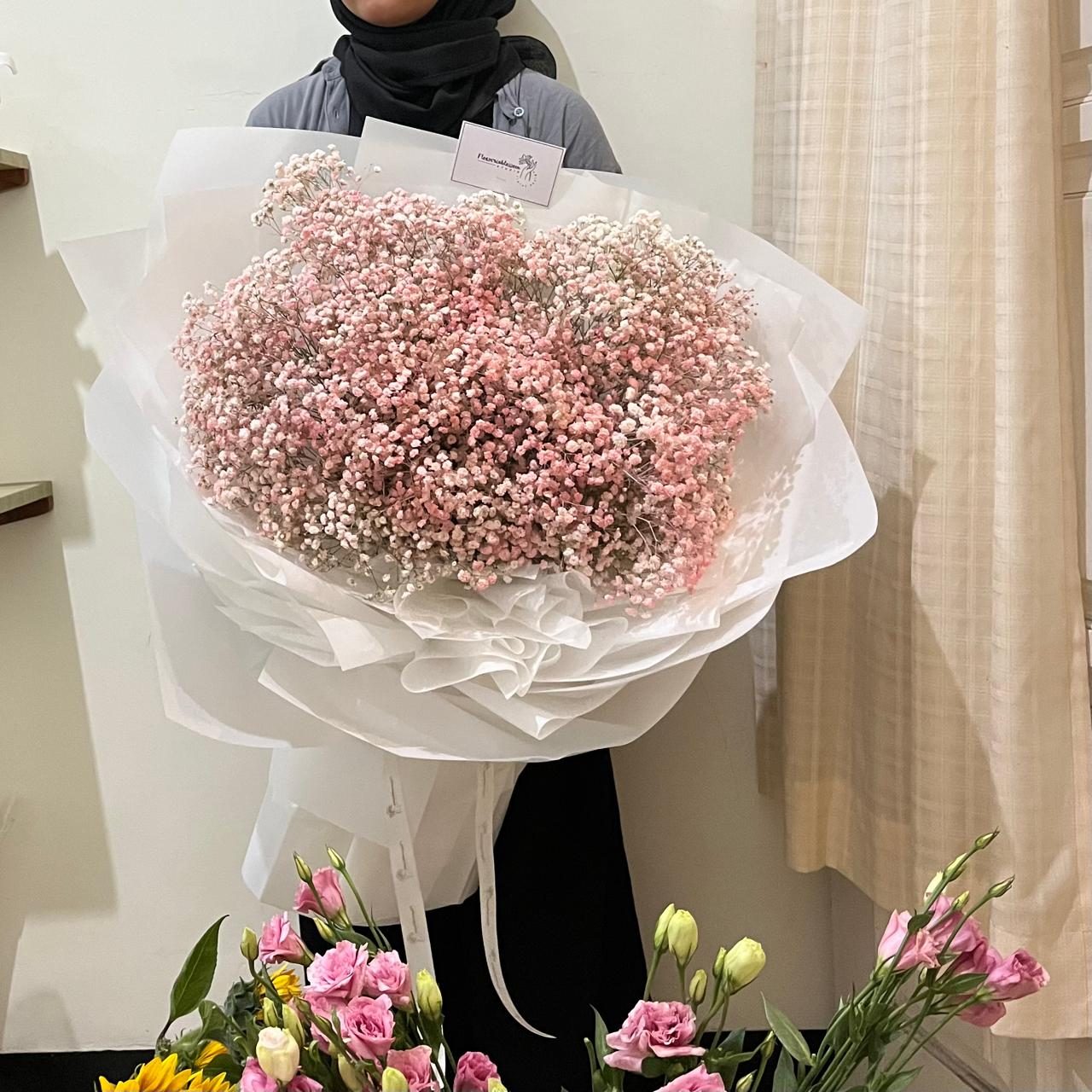 Pink baby breath bouquet