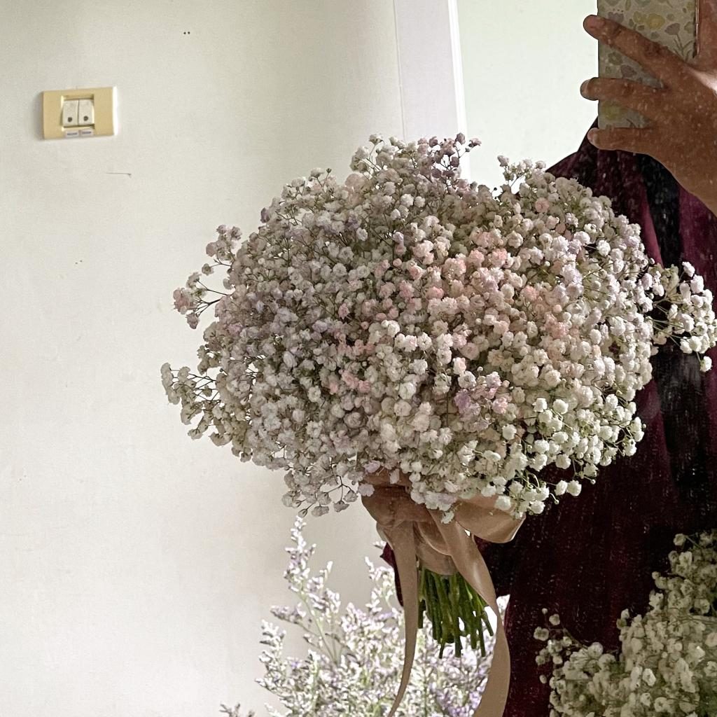Rainbow Babysbreath bouquet